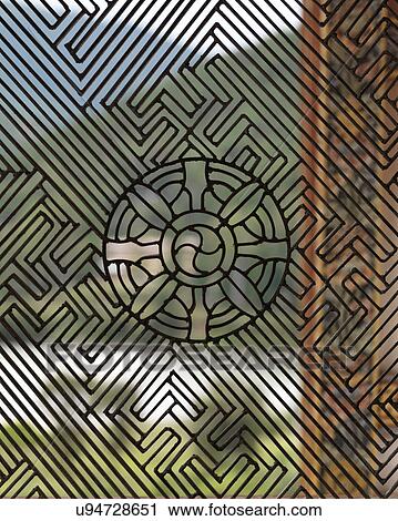Stock Image - Close-up of a gate of Punakha Monastery, Punakha, Bhutan. Fotosearch