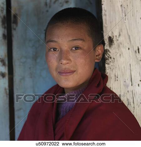 Close-up of a monk, Bhutan View Large Photo Image Stock Image - Close-up of a monk, Bhutan. Fotosearch