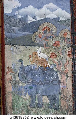 Close-up of a mural on a wall, Bhutan View Large Photo Image Stock Image - Close-up of a mural on a wall, Bhutan. Fotosearch