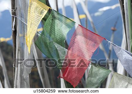 Close-up of Buddhist prayer flags, Bhutan View Large Photo Image Stock Photo - Close-up of Buddhist prayer flags, Bhutan. Fotosearch