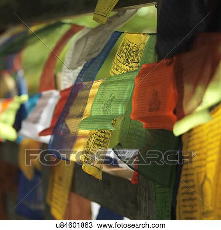 Close-up of prayer flags blowing in wind at Tango Goemba, Thimphu, Bhutan View Large Photo Image Stock Image - Close-up of prayer flags blowing in wind at Tango Goemba, Thimphu, Bhutan. Fotosearch