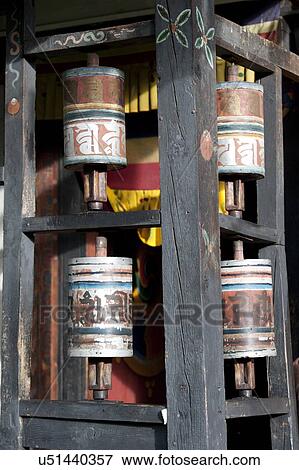 Close-up of prayer wheels, Thimphu, Bhutan View Large Photo Image Stock Photo - Close-up of prayer wheels, Thimphu, Bhutan. Fotosearch