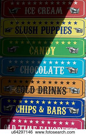 Stock Photograph - Close-up of store signs, St. John's, Newfoundland and Labrador, Canada. Fotosearch