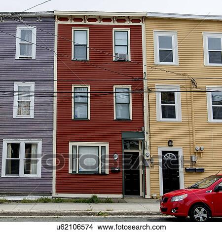 Picture - Colorful row houses in St. John's, Newfoundland and Labrador, Canada. Fotosearch