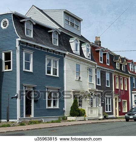 Stock Photography - Colorful row houses in St. John's, Newfoundland and Labrador, Canada. Fotosearch