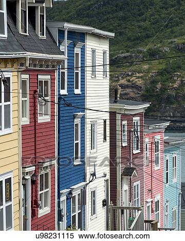 Stock Photography - Colorful row houses in St. John's, Newfoundland and Labrador, Canada. Fotosearch