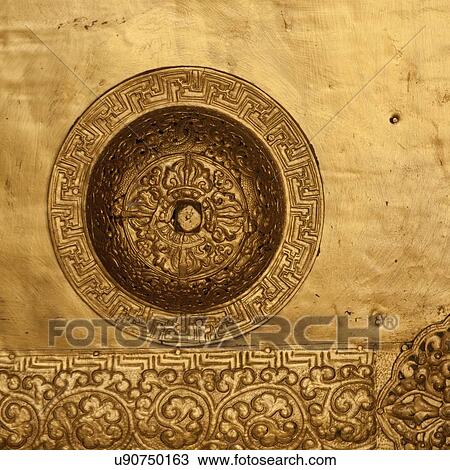 Stock Image - Details of artwork at Wangdue Dzong, Wangdue Phodrang, Bhutan. Fotosearch