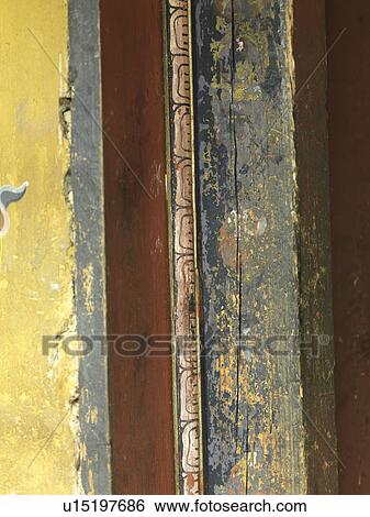 Stock Photograph - Door of a Tamshing Monastery, Chokhor Valley, Bumthang District, Bhutan. Fotosearch