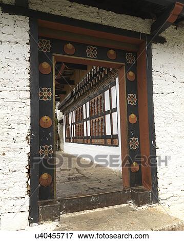 Stock Photo - Entrance gate of the Punakha Monastery, Punakha, Bhutan. Fotosearch