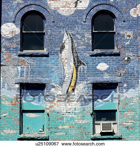 Stock Photo - Exterior Detail of a wall mural in St. John's, Newfoundland and Labrador, Canada. Fotosearch