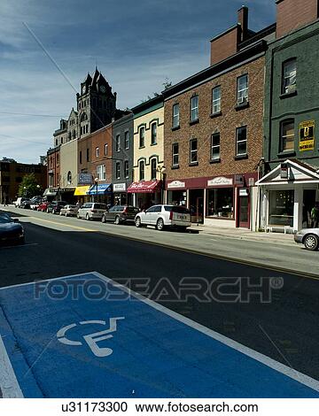 Stock Image - Handicapped sign on road, St. John's, Newfoundland and Labrador, Canada. Fotosearch