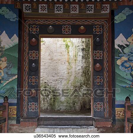 Stock Photography - Interior wall of Trongsa Dzong, fortress. Fotosearch