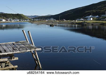 Picture - Jetty at dock, Trout River, Southeast Brook Falls, Gros Morne National Park, Newfoundland and Labrador, Canada. Fotosearch