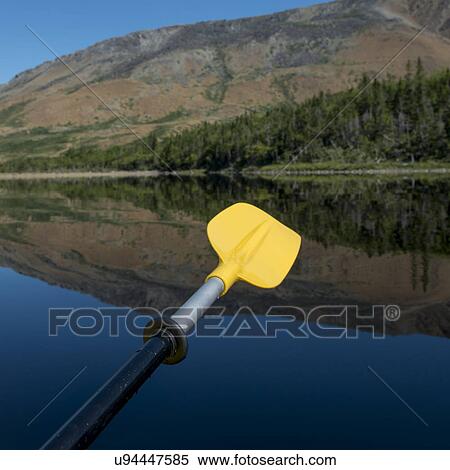 Stock Photography - Kayaking in Trout River Pond, Gros Morne National Park, Newfoundland and Labrador, Canada. Fotosearch