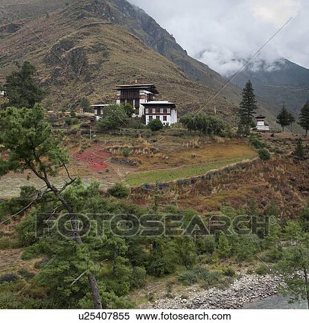Stock Photography - Landscape in Tamchhog Thakhang, Bhutan. Fotosearch