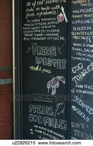 Stock Photography - Menu on blackboard, St. John's, Newfoundland and Labrador, Canada. Fotosearch