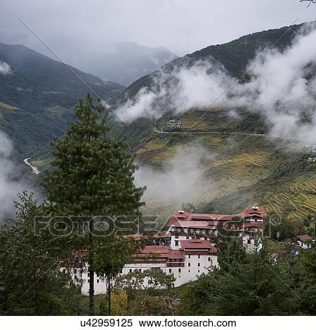 Stock Photography - Overview of Trongsa Dzong in Trongsa District. Fotosearch