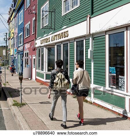 Stock Image - People on street, St. John's, Newfoundland and Labrador, Canada. Fotosearch