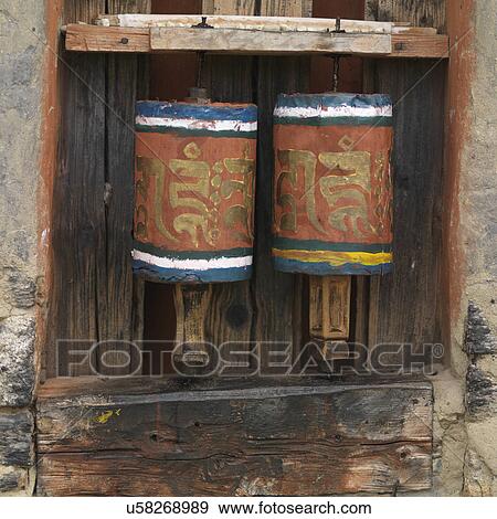 Prayer wheels at Jambay Lhakhang, Chokhor Valley, Bumthang District, Bhutan View Large Photo Image Stock Photo - Prayer wheels at Jambay Lhakhang, Chokhor Valley, Bumthang District, Bhutan. Fotosearch