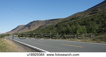 Road through tablelands, Trout River, Gros Morne National Park, Newfoundland and Labrador, Canada View Large Photo Image Picture - Road through tablelands, Trout River, Gros Morne National Park, Newfoundland and Labrador, Canada. Fotosearch