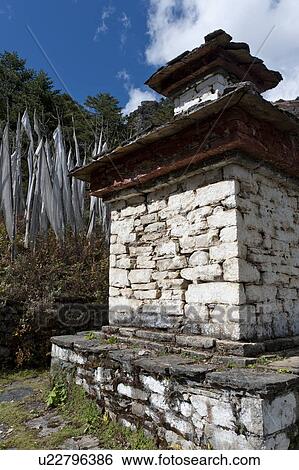 Stock Photograph - Ruins of a stupa, Bhutan. Fotosearch