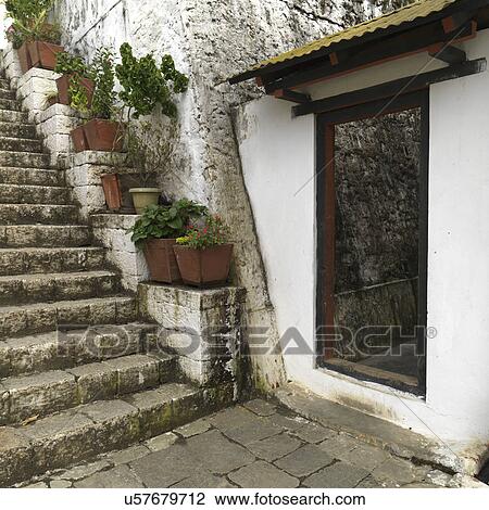 Stock Image - Staircase at Punakha Monastery, Punakha, Bhutan. Fotosearch