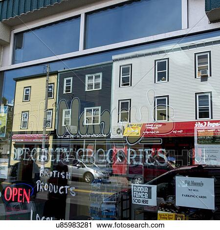 Stock Image - Store signs in St. John's, Newfoundland and Labrador, Canada. Fotosearch