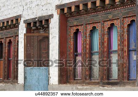 Stock Photo - Window of a monastery, Bhutan. Fotosearch