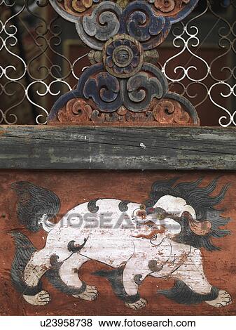 Stock Photo - Window of Kyichu Lhakhang, Paro Valley, Paro District, Bhutan. Fotosearch