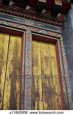 Stock Photo - Window of Tamchhog Lhakhang, Paro Valley, Paro District, Bhutan. Fotosearch
