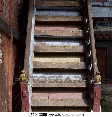 Wooden staircase in Wangdichholing Palace Bumthang District, Bhutan View Large Photo Image Stock Photo - Wooden staircase in Wangdichholing Palace Bumthang District, Bhutan. Fotosearch