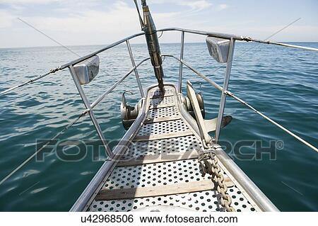 Bow of yacht sailing in sea View Large Photo Image Stock Photograph - Bow of yacht sailing in sea. Fotosearch