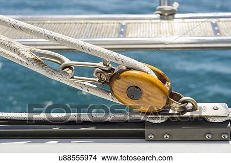 Picture - Close-up of boat's block and tackle. Fotosearch