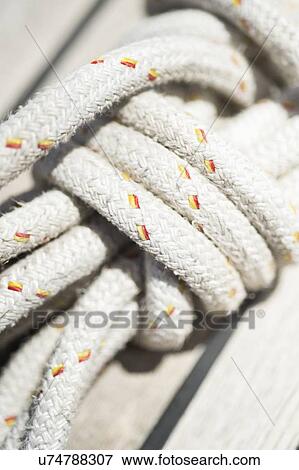 Stock Photo - Close-up of rope on yacht. Fotosearch