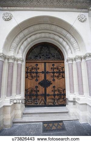 Stock Image - Closed entrance of Greek Catholic Church in Zagreb, Church. Fotosearch