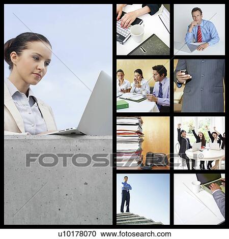 Stock Image - Collage of business people. Fotosearch