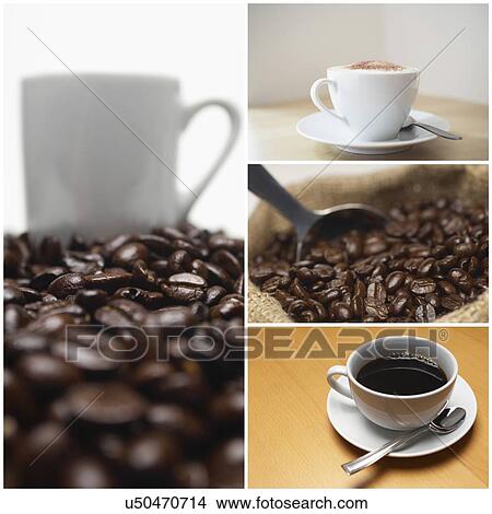 Picture - Collage of coffee and beans. Fotosearch