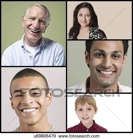 Stock Photo - Collage of multi-ethnic people smiling. Fotosearch