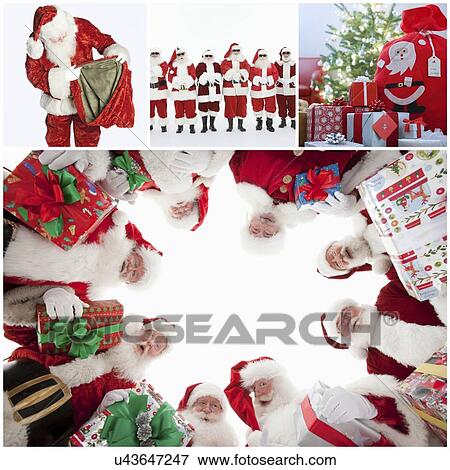 Collage of Santa Clauses View Large Photo Image Stock Photo - Collage of Santa Clauses. Fotosearch