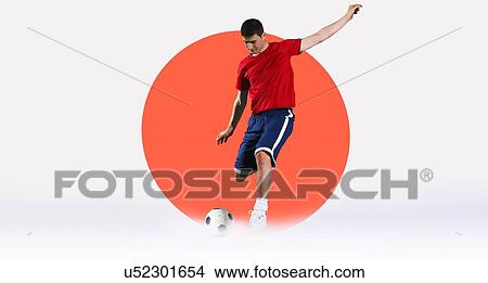 Football player shooting in front of Japan National Flag View Large Photo Image Picture - Football player shooting in front of Japan National Flag. Fotosearch