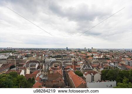 High angle view of residential district in Zagreb, Croatia View Large Photo Image Stock Photo - High angle view of residential district in Zagreb, Croatia. Fotosearch