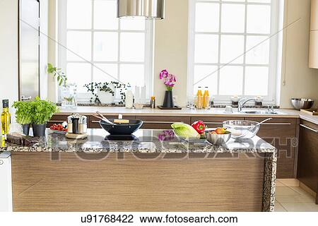 Interior of contemporary kitchen View Large Photo Image Stock Image - Interior of contemporary kitchen. Fotosearch
