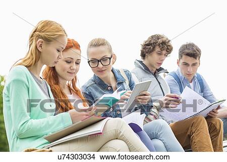 University students studying together in park View Large Photo Image Picture - University students studying together in park. Fotosearch