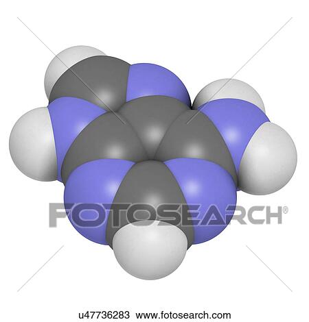 Drawing - Adenine purine nucleobase molecule. Fotosearch