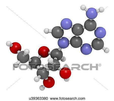 Clipart - Adenosine purine nucleoside molecule. Fotosearch
