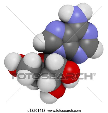 Drawing - Adenosine purine nucleoside molecule. Fotosearch