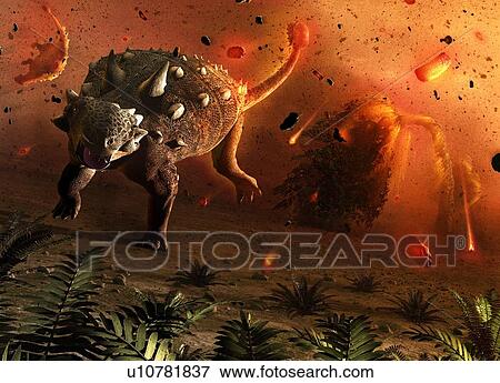 Ankylosaurs caught in blast wave View Large Illustration Stock Illustration - Ankylosaurs caught in blast wave. Fotosearch