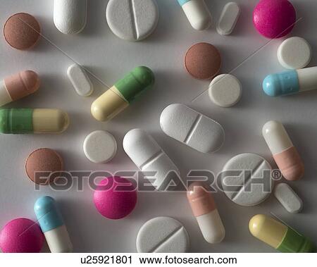 Stock Image - Assorted pills. Fotosearch