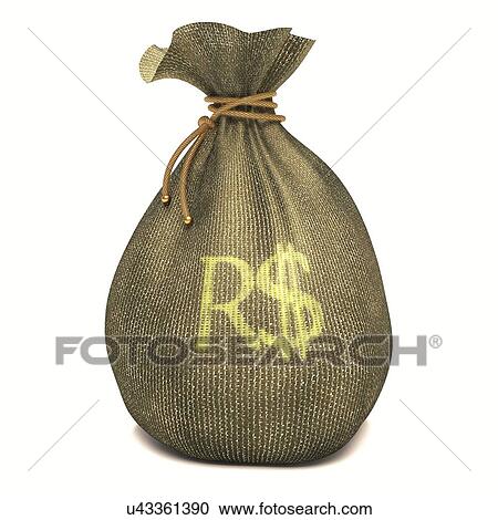 Clipart - Bag with Brazilian real sign. Fotosearch