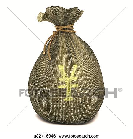 Stock Illustration - Bag with Japanese yen sign, illustration. Fotosearch